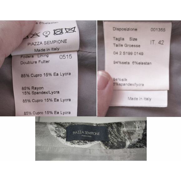 PIAZZA SEMPIONE Italy DESIGNER Silk Skirt Black Gray Roses Midi 42 6 Whimsigoth - Picture 9 of 12